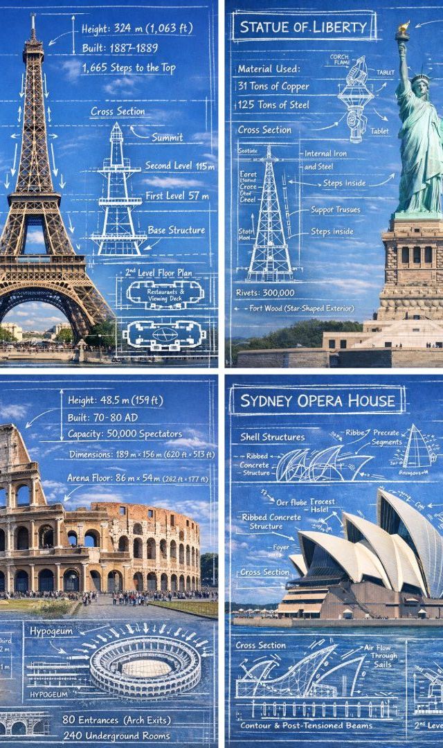 Create an infographic image of  LANDMARK], combining