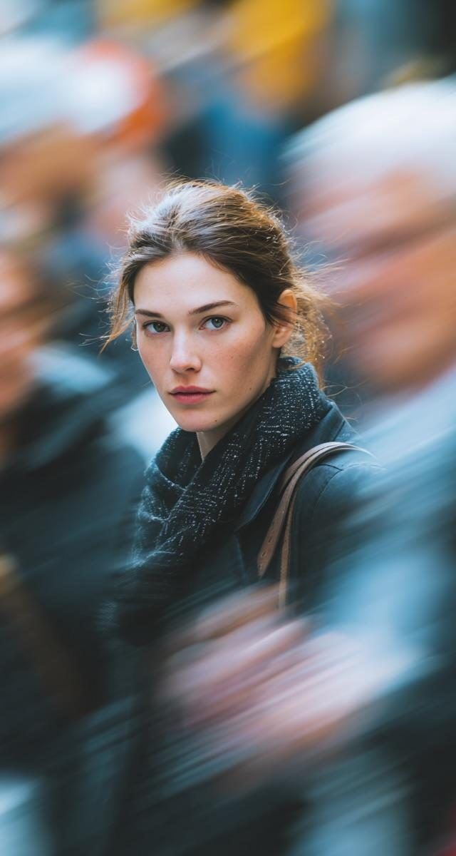 Ultra-realistic cinematic street portrait of a young