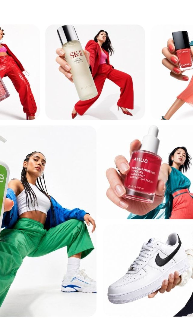 Low-angle fashion campaign photograph of a confident